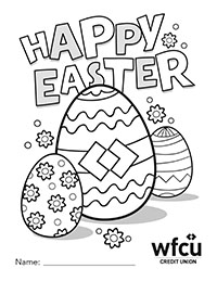 Colouring Sheet Two Happy Easter with WFCU egg